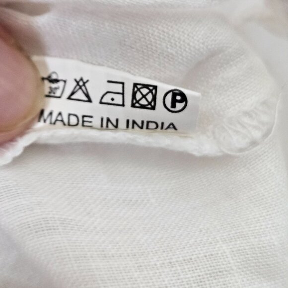 Dolma S/M White Linen Drawstring Pants Elastic Waist & Pockets Pull On Wide Leg - Picture 6 of 12